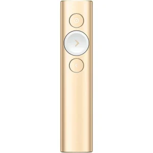 Logitech Spotlight Presentation Remote – 30m Wireless Range, Digital Pointer, Bluetooth & USB, Gold