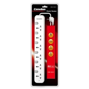 Camelion CMS-168-01 6-Socket Universal Power Extension Board – 4m Cable, Individual Switches & Fuse Protection