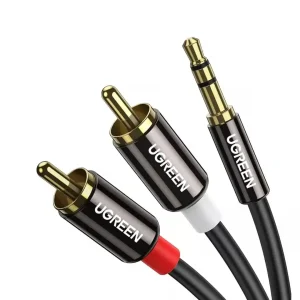 UGREEN 10590 3.5mm to Dual RCA Audio Cable 3m – Gold-Plated Stereo Cable